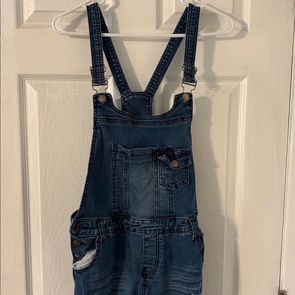 Roma Studio Distressed Denim Overalls Juniors XL - Picture 5 of 10